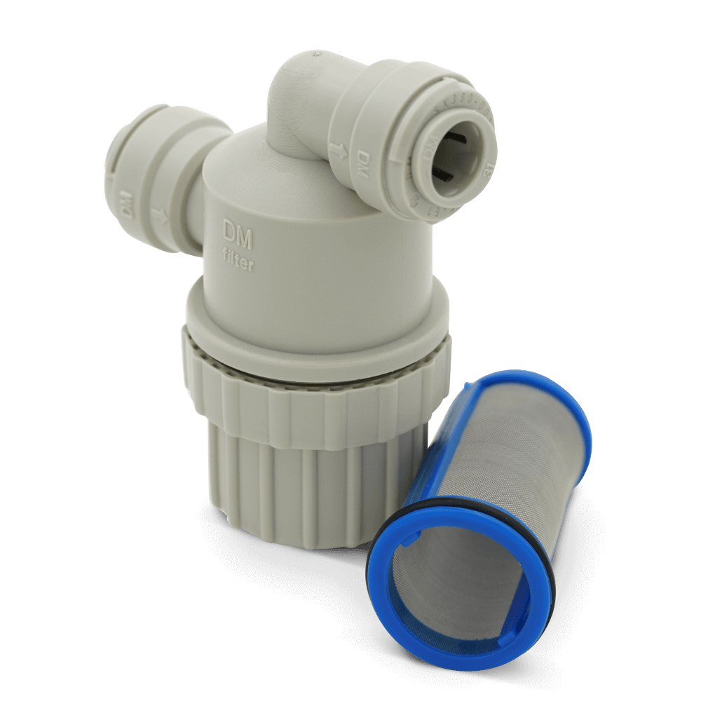 DMFit ADMF Water Pump Strainer Filter Quick Connect Push-in Fitting 1/4" , 3/8", 1/2" OD Inlet / Outlet (10 Pack)