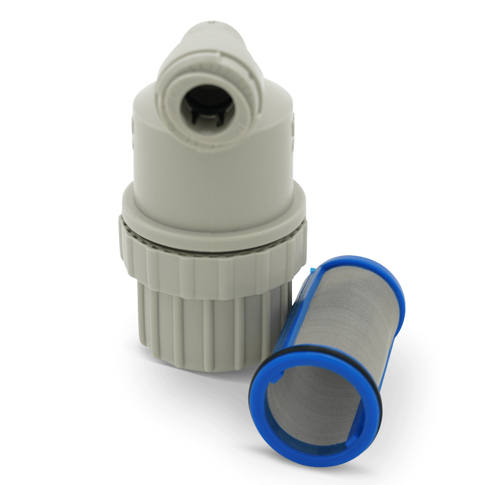 DMFit ADMF Water Pump Strainer Filter Quick Connect Push-in Fitting 1/4" , 3/8", 1/2" OD Inlet / Outlet (10 Pack)