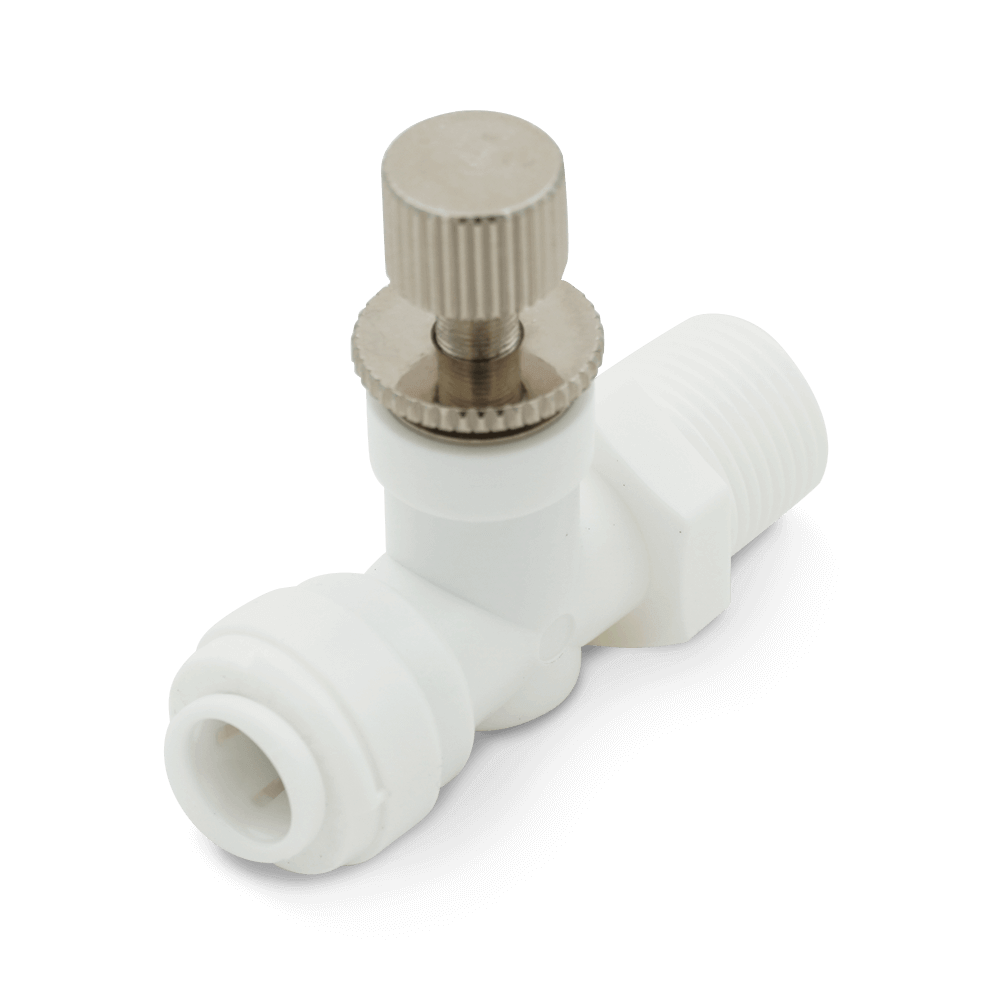 DMfit ACMC Flow Control and Adjustable Valve Male Connector Push-in 1/4", 3/8" OD - NTPF Thread OD  (10 Pack)