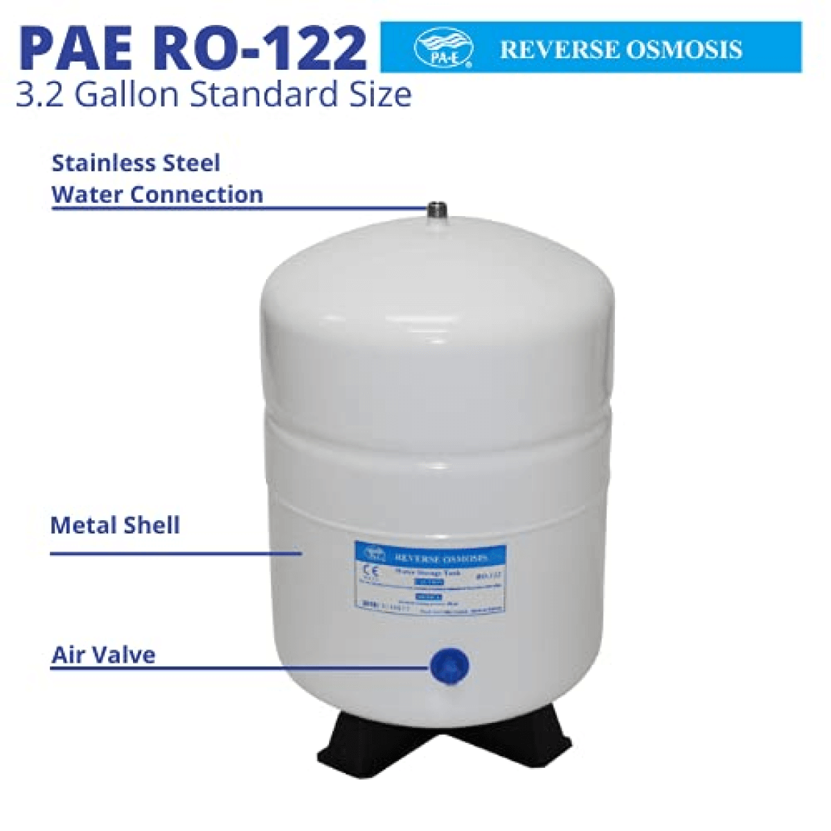 PAE 3.2 Gallon RO-122 RO Water Storage Tank for RODI System