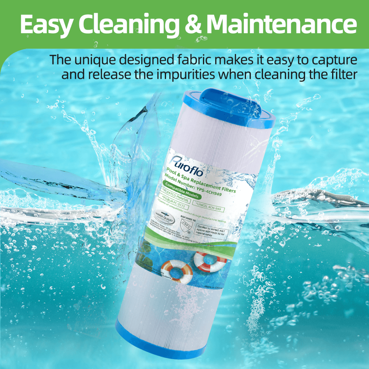 Puroflo Spa Filter Replacement for Pleatco PWW50L, Unicel 4CH-949, Filbur FC-0172 (1 Pack)