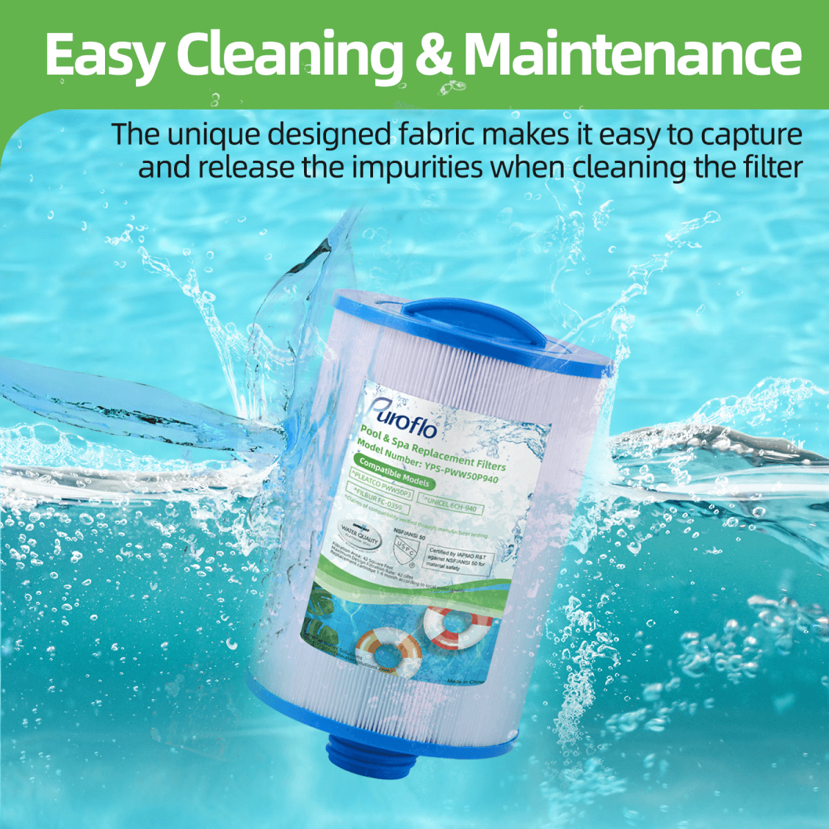 Puroflo Spa Filter Replacement for Pleatco PWW50P3, Unicel 6CH-940, Filbur FC-0359 (2 Pack)