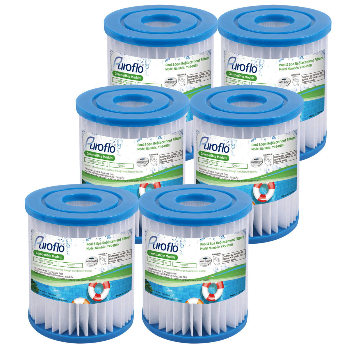 Puroflo Type H 29007E Replacement Pool Filter Cartridge for INTEX (6 Pack)