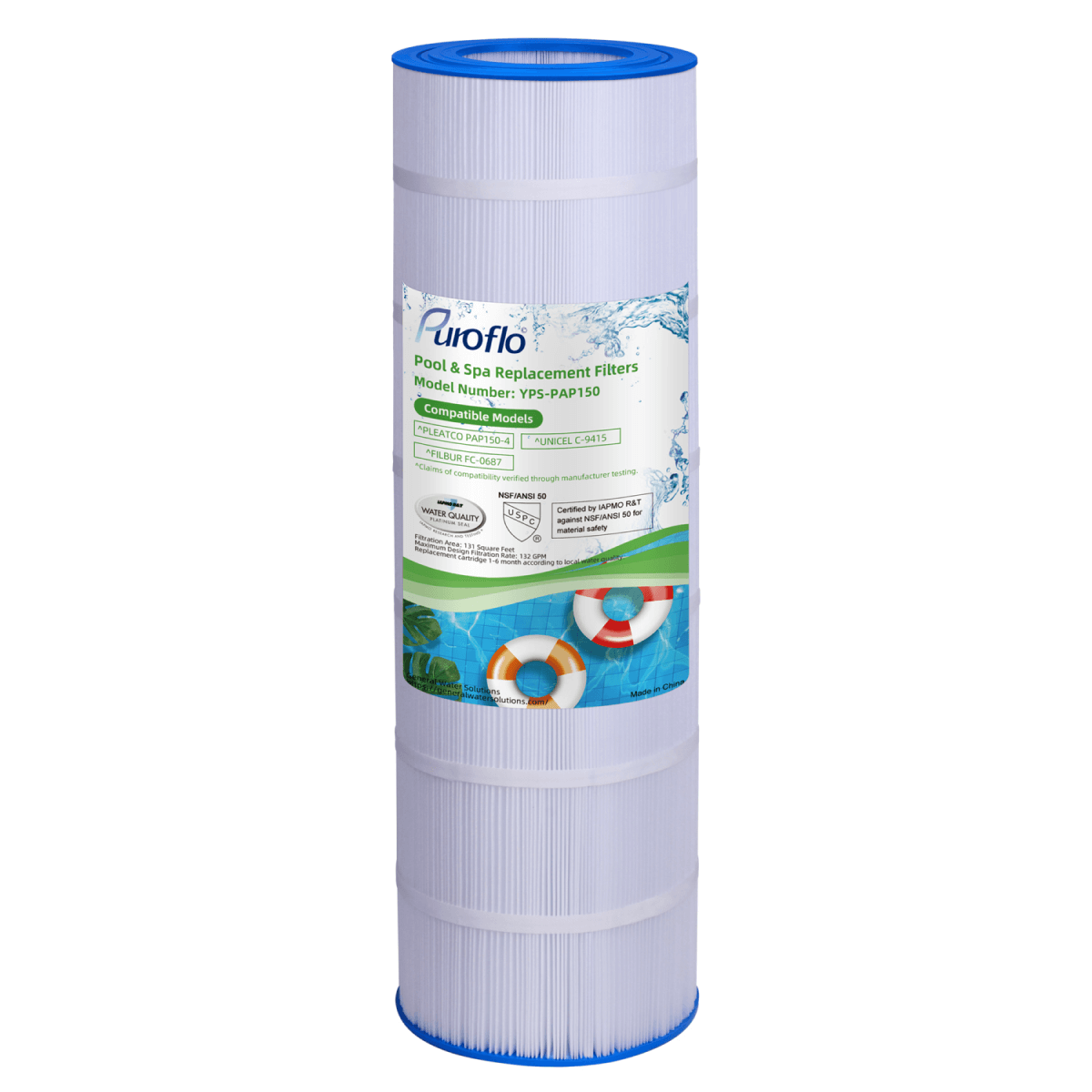 Puroflo Pool Filter Replacement for Pleatco PAP150-4, Unicel C-9415, Filbur FC-0687 (1 Pack)