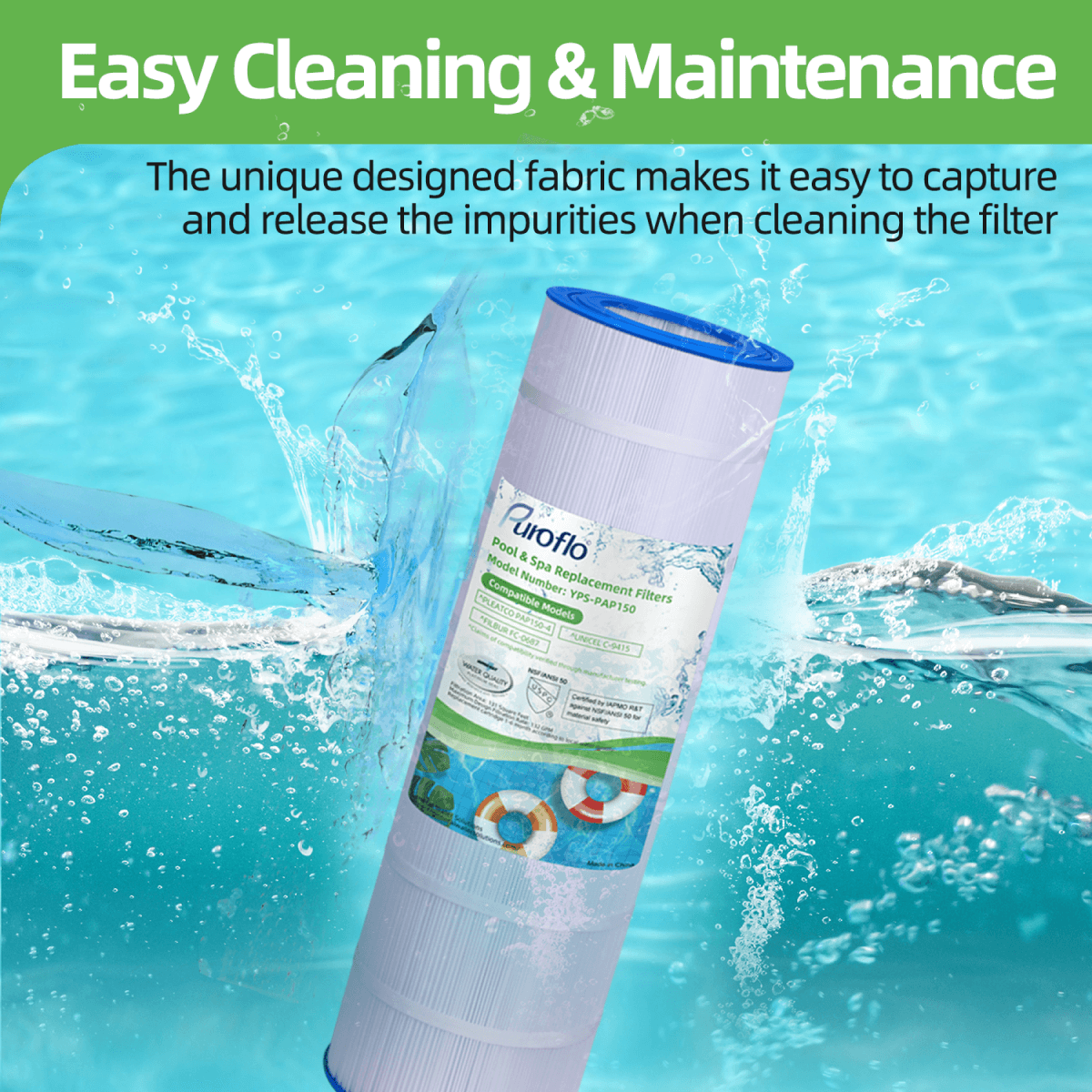 Puroflo Pool Filter Replacement for Pleatco PAP150-4, Unicel C-9415, Filbur FC-0687 (1 Pack)