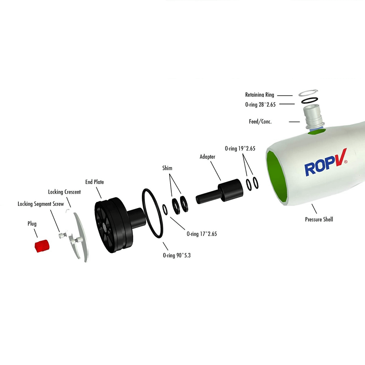 ROPV 4 X 40 Fiberglass Membrane housing 300 psi